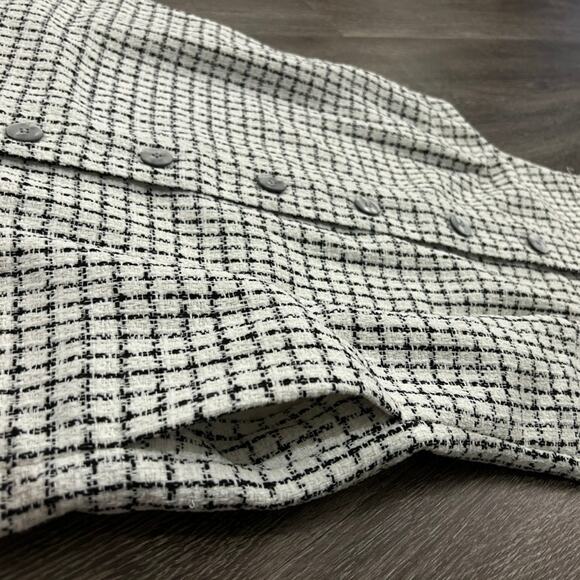 NWT J.Crew Sleeveless Tweed Shift Dress Size 12P Button-Front Black White Bouclé - Picture 13 of 16